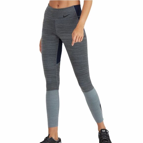 Nike Gray And Blue Dri-Fit Legendary Mid Rise Training Tights Size S - Picture 1 of 10